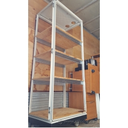 White Rolling Metal Server Rack w/ Wood Shelves